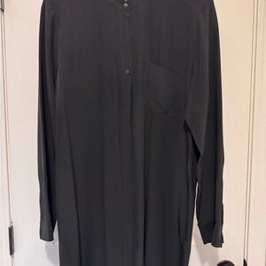 Eileen Fisher Black Collarless Shirt